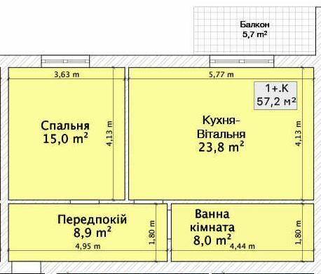 1-комнатная 57.2 м² в ЖК на пер. 1-й Константиновича, 13 от 23 050 грн/м², Винница