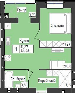 1-комнатная 46.98 м² в ЖК Sweet Home от 23 800 грн/м², Днепр