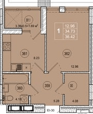 1-кімнатна 36.42 м² в ЖК Смарт Сіті від 20 500 грн/м², Житомир