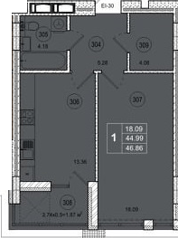 1-кімнатна 46.86 м² в ЖК Смарт Сіті від 22 000 грн/м², Житомир
