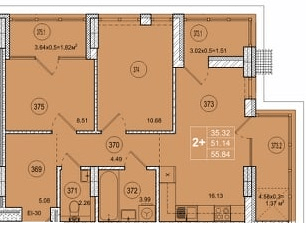 2-кімнатна 55.84 м² в ЖК Смарт Сіті від 22 500 грн/м², Житомир