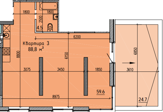3-комнатная 88.8 м² в ЖК River Hall от 25 100 грн/м², Запорожье