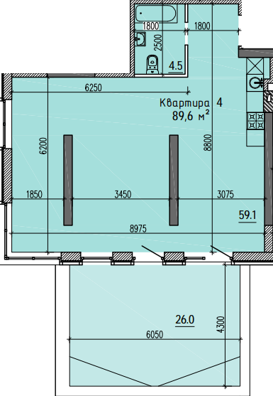 3-комнатная 89.6 м² в ЖК River Hall от 25 100 грн/м², Запорожье