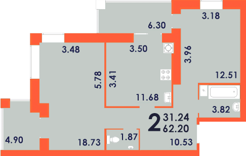 2-комнатная 62.2 м² в ЖК Park Residence от 19 500 грн/м², Запорожье