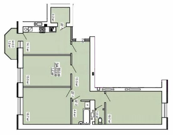 3-кімнатна 88.5 м² в ЖК на вул. Незалежності, 5 від 13 100 грн/м², м. Ніжин