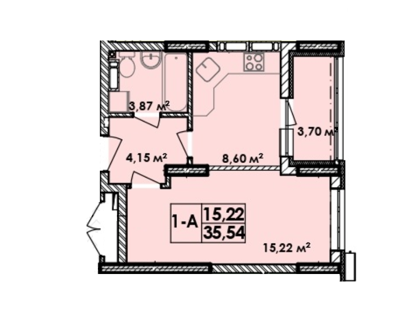 1-комнатная 35.54 м² в Апарт-комплекс Электриков от 30 147 грн/м², Киев