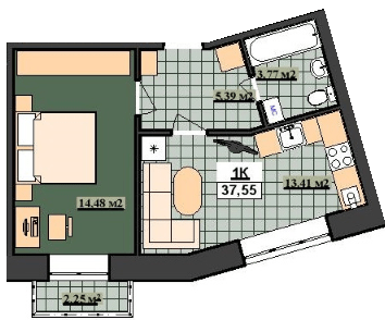 1-комнатная 37.55 м² в ЖК Гетьманский от 12 200 грн/м², Ивано-Франковск