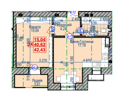 1-комнатная 42.43 м² в ЖК Семейный квартал от застройщика, Ивано-Франковск