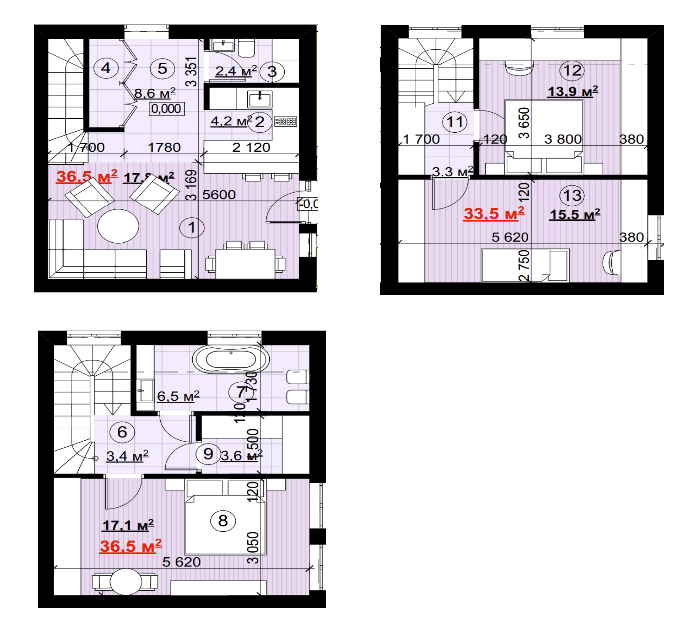 Квадрекс 109 м² в Таунхаусы New Smart 6 от 23 670 грн/м², Киев