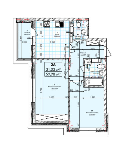 2-кімнатна 59.98 м² в ЖК Бережанський від 29 000 грн/м², Київ
