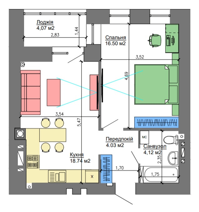 1-комнатная 45.42 м² в ЖК NIKOSTAR Comfort+ от 18 150 грн/м², Николаев