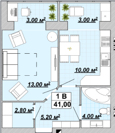 1-кімнатна 41 м² в ЖР Княгинин від 12 300 грн/м², Івано-Франківськ