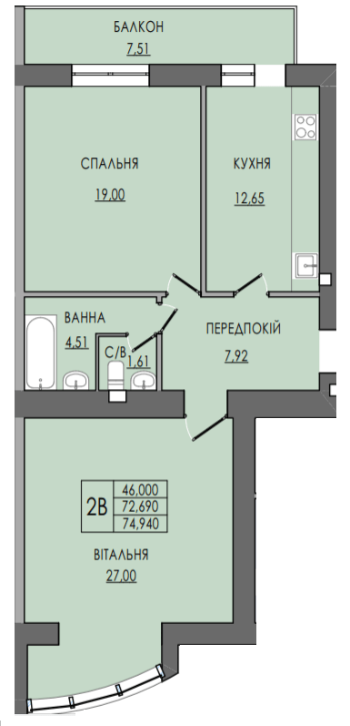 2-кімнатна 74.94 м² в ЖК на вул. Пилипа Орлика, 7 від 17 100 грн/м², Івано-Франківськ