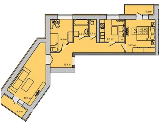 3-комнатная 79.7 м² в ЖК Turkish City от 22 000 грн/м², Винница