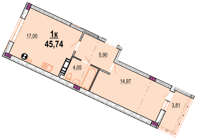 1-кімнатна 45.74 м² в ЖК Родинний маєток від 25 500 грн/м², Вінниця