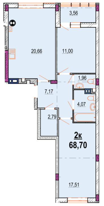 2-комнатная 68.7 м² в ЖК Родинний маєток от 25 500 грн/м², Винница