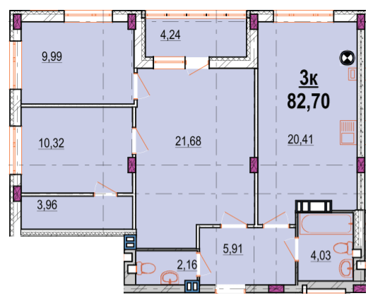 3-комнатная 82.7 м² в ЖК Родинний маєток от 25 500 грн/м², Винница