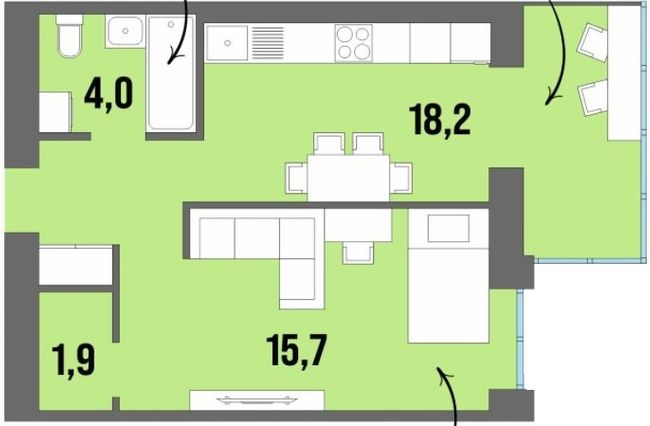 1-кімнатна 42.9 м² в ЖК Dream Town від 18 150 грн/м², Луцьк