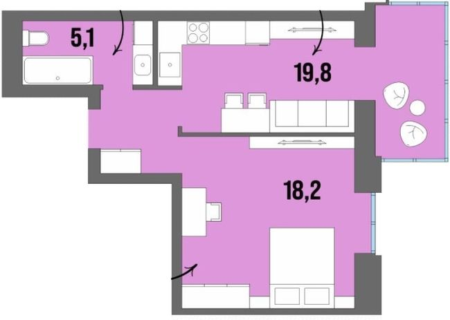 1-кімнатна 45.7 м² в ЖК Dream Town від 18 150 грн/м², Луцьк