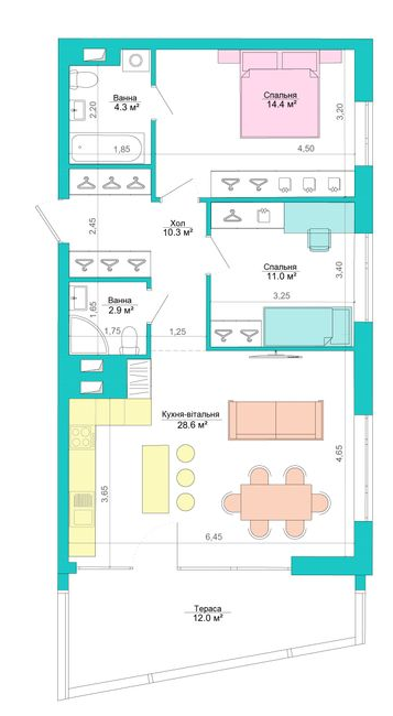 2-комнатная 83.5 м² в ЖК Legenda от 29 000 грн/м², Запорожье