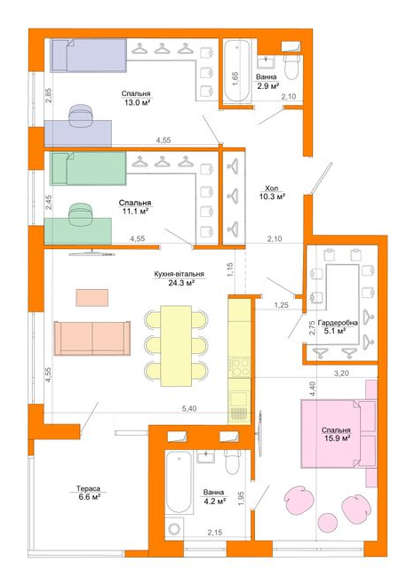 3-кімнатна 94.6 м² в ЖК Legenda від 26 100 грн/м², Запоріжжя