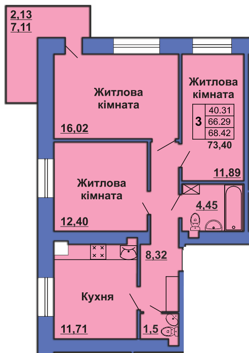 3-комнатная 73.4 м² в ЖК на ул. Великотырновская, 4А от 23 000 грн/м², Полтава