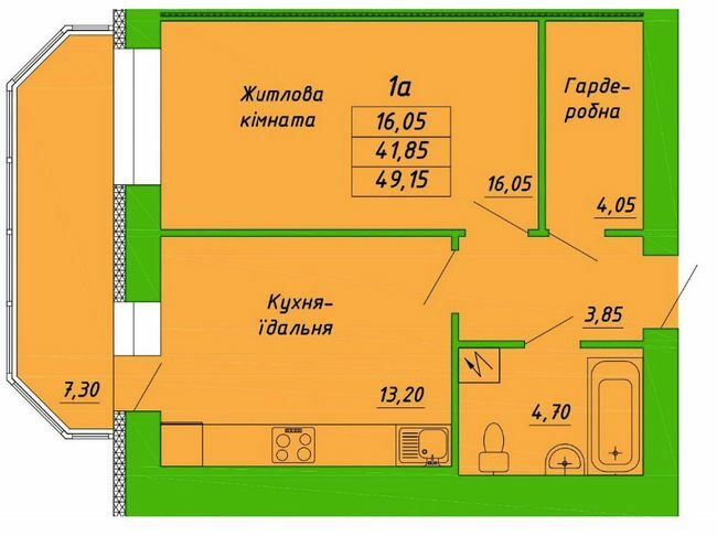 1-кімнатна 49.15 м² в ЖК на вул. Пушкарівська, 22Д від 18 800 грн/м², Полтава