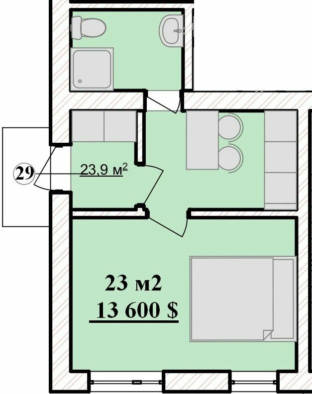 1-кімнатна 24.8 м² в ЖК Срібна Підкова від 18 750 грн/м², Рівне