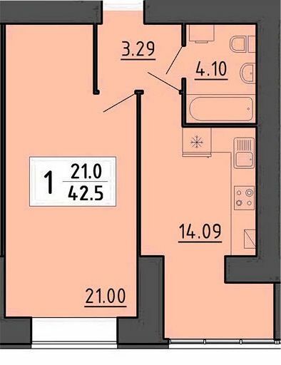 1-кімнатна 42.5 м² в ЖК Енергія від 17 200 грн/м², Тернопіль