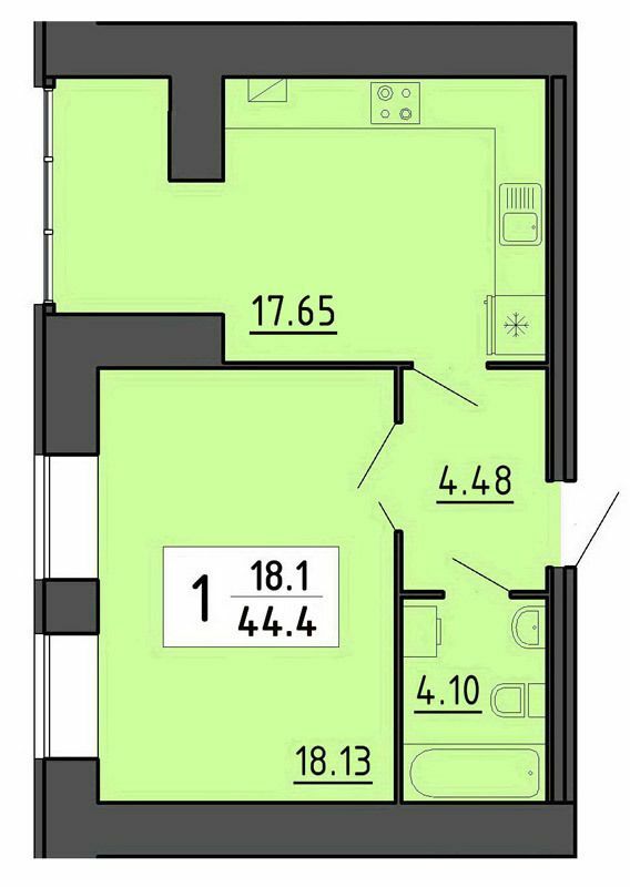 1-кімнатна 44.4 м² в ЖК Енергія від 22 700 грн/м², Тернопіль
