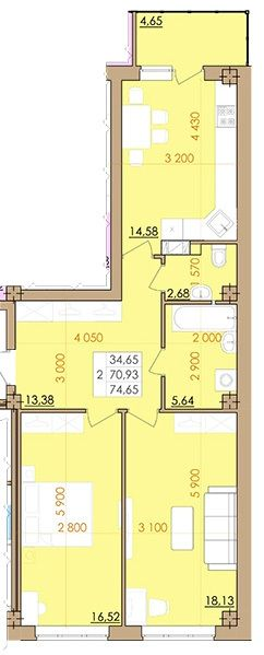 2-комнатная 74.65 м² в ЖК Европейский квартал от 17 100 грн/м², Полтава