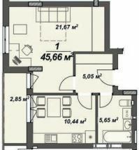 1-комнатная 45.66 м² в ЖК Crystal от 23 150 грн/м², Ужгород