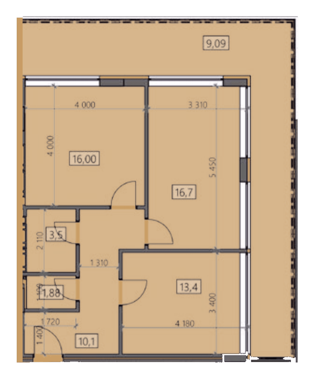 2-кімнатна 70.56 м² в ЖК Crystal від 23 150 грн/м², Ужгород