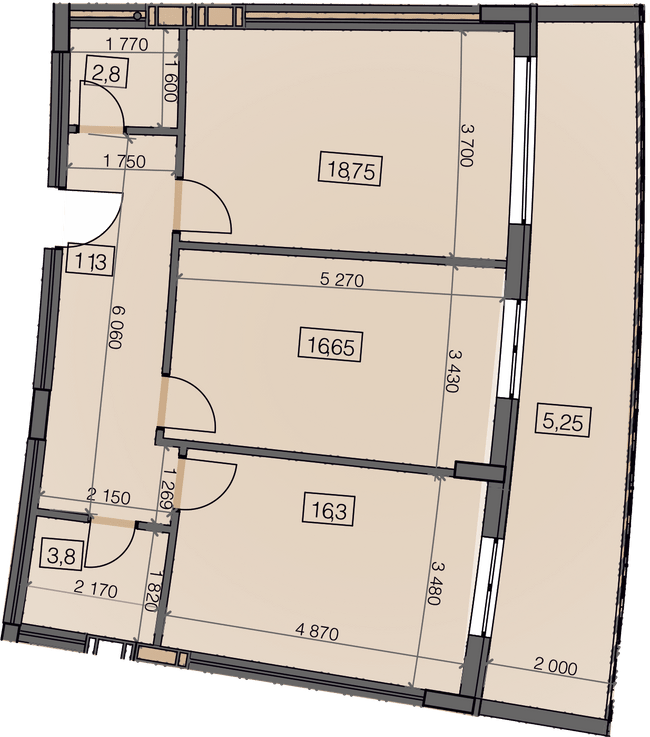 2-кімнатна 74.85 м² в ЖК Crystal від 19 150 грн/м², Ужгород