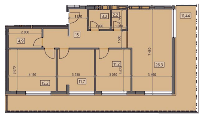 3-комнатная 100.56 м² в ЖК Crystal от 19 150 грн/м², Ужгород