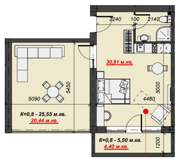 1-комнатная 55.75 м² в ЖК Green Park Resort от 26 600 грн/м², с. Поляна