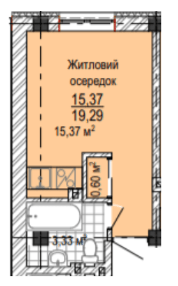 1-комнатная 19.29 м² в ЖК НАДІЯ от 21 700 грн/м², Харьков