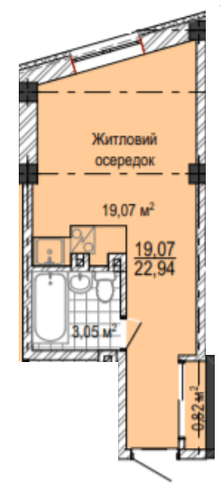 1-комнатная 22.94 м² в ЖК НАДІЯ от 21 700 грн/м², Харьков