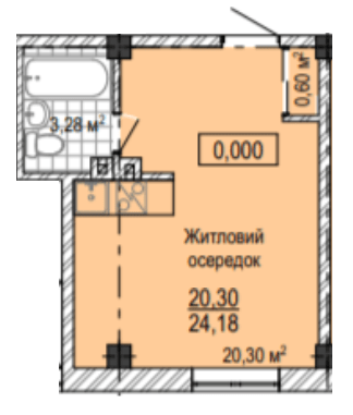 1-комнатная 24.18 м² в ЖК НАДІЯ от 21 700 грн/м², Харьков