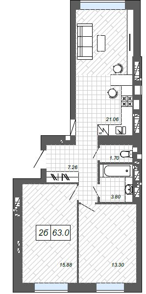 2-комнатная 63 м² в ЖК Новые Метры п27 от 25 000 грн/м², г. Ирпень