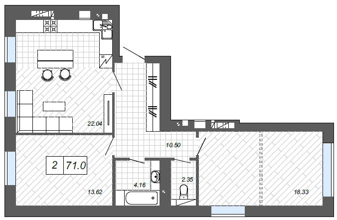 2-комнатная 71 м² в ЖК Новые Метры п27 от 25 000 грн/м², г. Ирпень