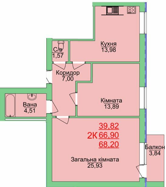 2-комнатная 68.2 м² в ЖК Зеленый оазис от 15 000 грн/м², Херсон