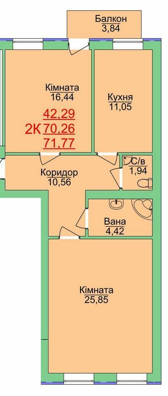 2-комнатная 71.77 м² в ЖК Зеленый оазис от 15 000 грн/м², Херсон