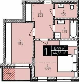 1-комнатная 44.58 м² в ЖК IQ Center от 22 350 грн/м², Хмельницкий