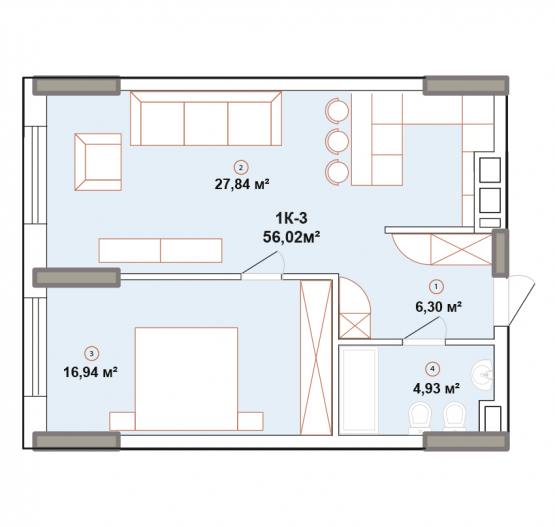 1-кімнатна 56.02 м² в ЖК Edelweiss House від 68 709 грн/м², Київ