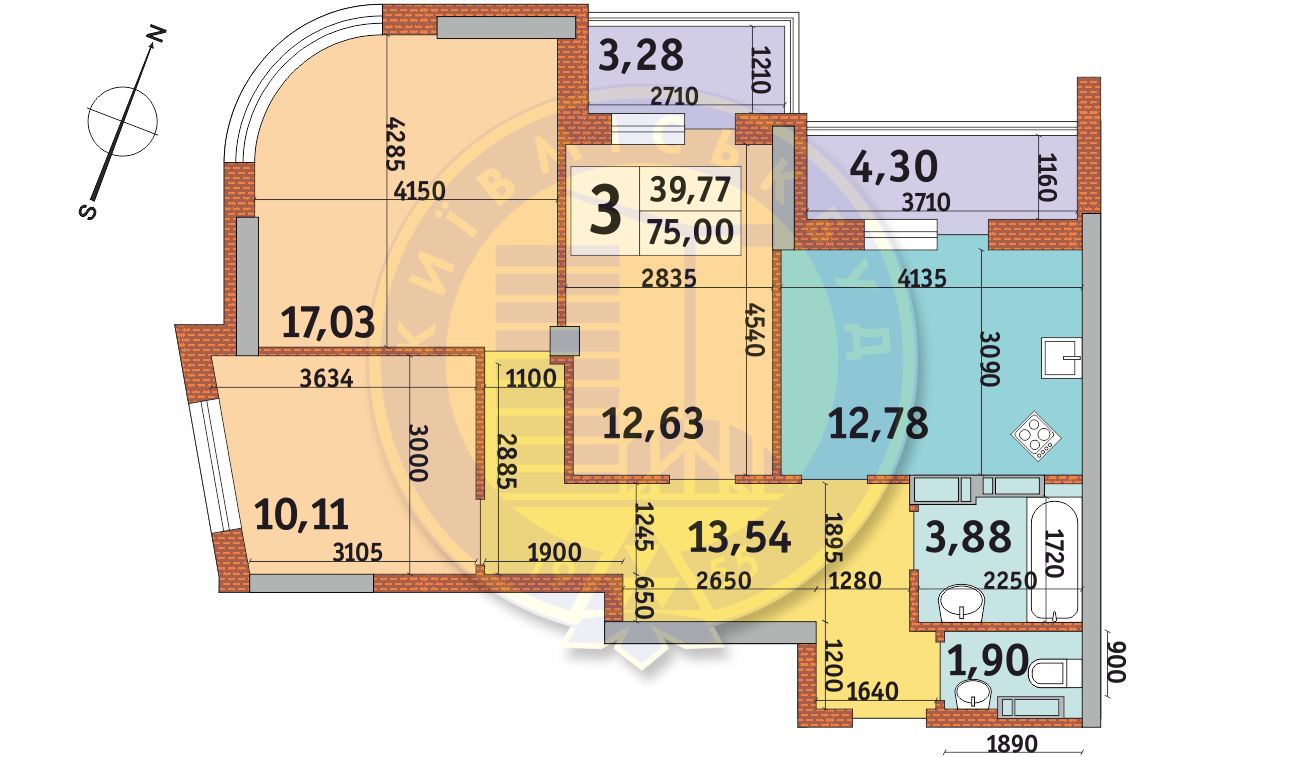 3-комнатная 75 м² в ЖК Урловский-2 от 29 476 грн/м², Киев