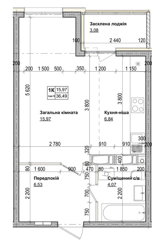 1-комнатная 36.49 м² в ЖК Атлант на Озерной от 23 200 грн/м², с. Новоселки