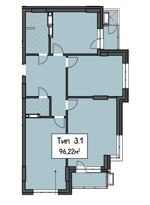 3-комнатная 96.22 м² в ЖК CRYSTAL RESIDENCE от 49 000 грн/м², Киев