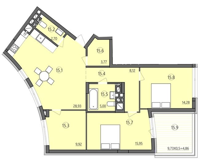 3-комнатная 93.53 м² в ЖК Там Где Дом от 29 000 грн/м², Тернополь