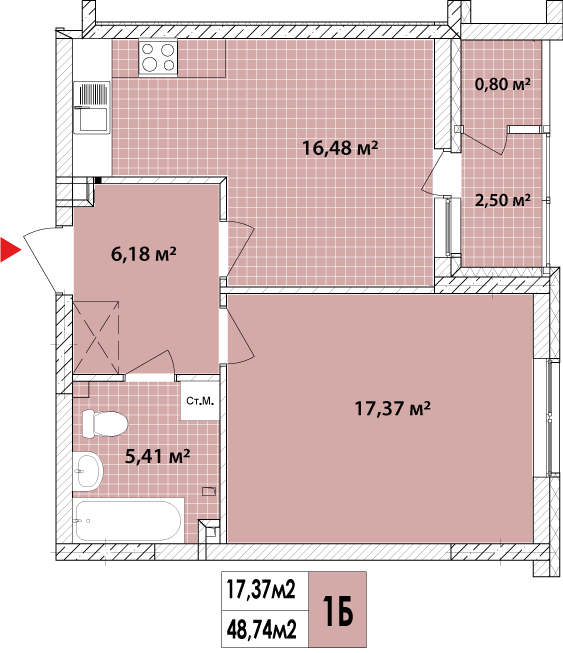 Продаж 1-кімнатної квартири 47.64 м², ЖК Сирецькі сади, будинок 9
